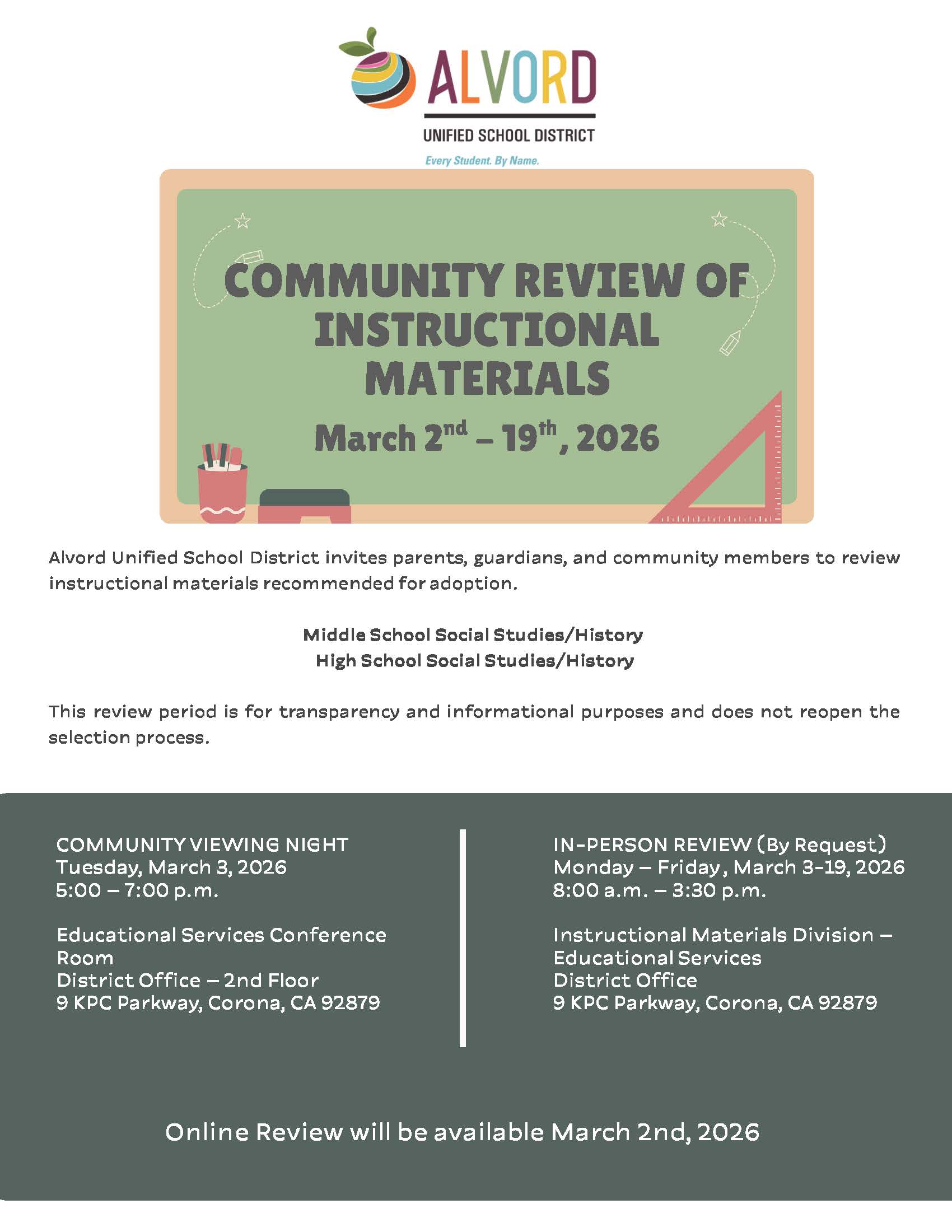 Community Instructional Materials Review - Eng
